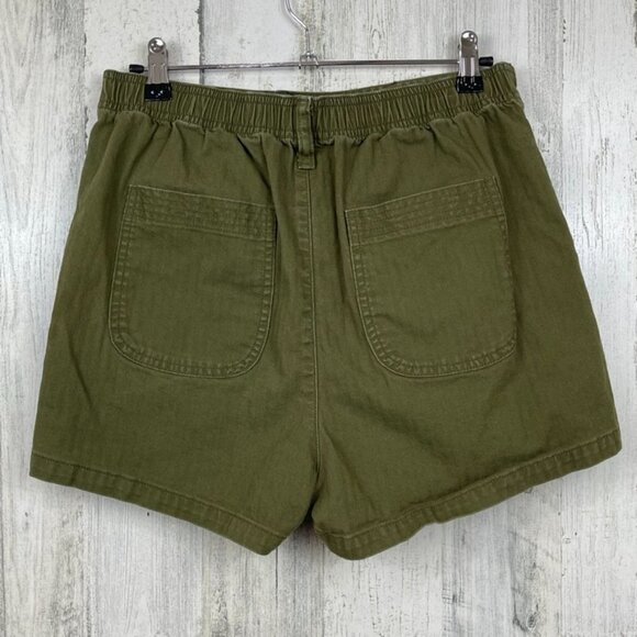 Madewell Camp shorts high waist mono stripe army olive green size S classic - Picture 7 of 8